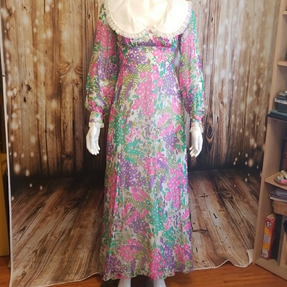 {vintage} Couture floral maxi dress - Picture 2 of 7